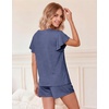 image:imageEkouaer Pajamas Set Women Casual Ruffle Sleeves Soft Comfy Loungewear Set with PocketsNavy Blue