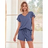 image:imageEkouaer Pajamas Set Women Casual Ruffle Sleeves Soft Comfy Loungewear Set with PocketsNavy Blue
