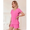 image:imageEkouaer Pajamas Set Women Casual Ruffle Sleeves Soft Comfy Loungewear Set with PocketsRose Pink