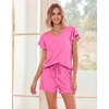 image:imageEkouaer Pajamas Set Women Casual Ruffle Sleeves Soft Comfy Loungewear Set with PocketsRose Pink