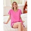 image:imageEkouaer Pajamas Set Women Casual Ruffle Sleeves Soft Comfy Loungewear Set with PocketsRose Pink