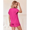 image:imageEkouaer Pajamas Set Women Casual Ruffle Sleeves Soft Comfy Loungewear Set with PocketsRose Red