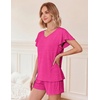 image:imageEkouaer Pajamas Set Women Casual Ruffle Sleeves Soft Comfy Loungewear Set with PocketsRose Red