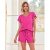 image:imageEkouaer Pajamas Set Women Casual Ruffle Sleeves Soft Comfy Loungewear Set with PocketsRose Red
