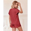 image:imageEkouaer Pajamas Set Women Casual Ruffle Sleeves Soft Comfy Loungewear Set with PocketsWine Red