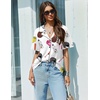image:imageEkouaer Pajamas Set for Women 2 Piece Pjs Short Sleeve Sleepwear Button Down Lounge Shorts Sets SXXLBall White
