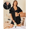 image:imageEkouaer Pajamas Set for Women 2 Piece Pjs Short Sleeve Sleepwear Button Down Lounge Shorts Sets SXXLBlack