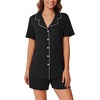 image:imageEkouaer Pajamas Set for Women 2 Piece Pjs Short Sleeve Sleepwear Button Down Lounge Shorts Sets SXXLBlack