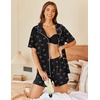image:imageEkouaer Pajamas Set for Women 2 Piece Pjs Short Sleeve Sleepwear Button Down Lounge Shorts Sets SXXLBlack Bow