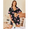 image:imageEkouaer Pajamas Set for Women 2 Piece Pjs Short Sleeve Sleepwear Button Down Lounge Shorts Sets SXXLBlack Heart