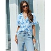 image:imageEkouaer Pajamas Set for Women 2 Piece Pjs Short Sleeve Sleepwear Button Down Lounge Shorts Sets SXXLBlue Bow2
