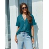 image:imageEkouaer Pajamas Set for Women 2 Piece Pjs Short Sleeve Sleepwear Button Down Lounge Shorts Sets SXXLBlue Green