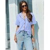 image:imageEkouaer Pajamas Set for Women 2 Piece Pjs Short Sleeve Sleepwear Button Down Lounge Shorts Sets SXXLBlue With Bow