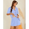 image:imageEkouaer Pajamas Set for Women 2 Piece Pjs Short Sleeve Sleepwear Button Down Lounge Shorts Sets SXXLBlue With Bow
