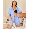 image:imageEkouaer Pajamas Set for Women 2 Piece Pjs Short Sleeve Sleepwear Button Down Lounge Shorts Sets SXXLBlue With Bow