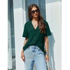 image:imageEkouaer Pajamas Set for Women 2 Piece Pjs Short Sleeve Sleepwear Button Down Lounge Shorts Sets SXXLDark Green