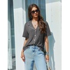 image:imageEkouaer Pajamas Set for Women 2 Piece Pjs Short Sleeve Sleepwear Button Down Lounge Shorts Sets SXXLGrey