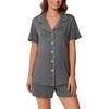 image:imageEkouaer Pajamas Set for Women 2 Piece Pjs Short Sleeve Sleepwear Button Down Lounge Shorts Sets SXXLGrey