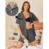 image:imageEkouaer Pajamas Set for Women 2 Piece Pjs Short Sleeve Sleepwear Button Down Lounge Shorts Sets SXXLGrey