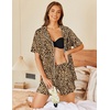 image:imageEkouaer Pajamas Set for Women 2 Piece Pjs Short Sleeve Sleepwear Button Down Lounge Shorts Sets SXXLLeopard
