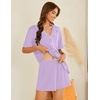 image:imageEkouaer Pajamas Set for Women 2 Piece Pjs Short Sleeve Sleepwear Button Down Lounge Shorts Sets SXXLLilac