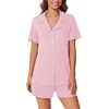 image:imageEkouaer Pajamas Set for Women 2 Piece Pjs Short Sleeve Sleepwear Button Down Lounge Shorts Sets SXXLPink