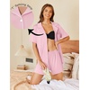 image:imageEkouaer Pajamas Set for Women 2 Piece Pjs Short Sleeve Sleepwear Button Down Lounge Shorts Sets SXXLPink