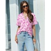 image:imageEkouaer Pajamas Set for Women 2 Piece Pjs Short Sleeve Sleepwear Button Down Lounge Shorts Sets SXXLPink Bow Knot