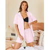 image:imageEkouaer Pajamas Set for Women 2 Piece Pjs Short Sleeve Sleepwear Button Down Lounge Shorts Sets SXXLPink Stripe