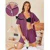 image:imageEkouaer Pajamas Set for Women 2 Piece Pjs Short Sleeve Sleepwear Button Down Lounge Shorts Sets SXXLPurple