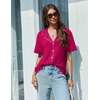 image:imageEkouaer Pajamas Set for Women 2 Piece Pjs Short Sleeve Sleepwear Button Down Lounge Shorts Sets SXXLRose Red