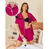 image:imageEkouaer Pajamas Set for Women 2 Piece Pjs Short Sleeve Sleepwear Button Down Lounge Shorts Sets SXXLRose Red