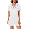 image:imageEkouaer Pajamas Set for Women 2 Piece Pjs Short Sleeve Sleepwear Button Down Lounge Shorts Sets SXXLWhite