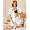 image:imageEkouaer Pajamas Set for Women 2 Piece Pjs Short Sleeve Sleepwear Button Down Lounge Shorts Sets SXXLWhite With Red Heart