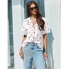 image:imageEkouaer Pajamas Set for Women 2 Piece Pjs Short Sleeve Sleepwear Button Down Lounge Shorts Sets SXXLWhite With Red Heart