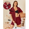 image:imageEkouaer Pajamas Set for Women 2 Piece Pjs Short Sleeve Sleepwear Button Down Lounge Shorts Sets SXXLWine Red