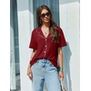 image:imageEkouaer Pajamas Set for Women 2 Piece Pjs Short Sleeve Sleepwear Button Down Lounge Shorts Sets SXXLWine Red