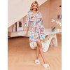 image:imageEkouaer Robes for Women Waffle Knit Bathrobe Soft Lightweight Knee Length Loungewear SXXLAwhiteseabed Printed