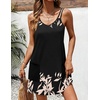 image:imageEkouaer Swimsuit Coverup for Women Sleeveless V Neck Bathing Suit Cover Up Summer Swimwear Beach Cover Ups with PocketsLeaves Black