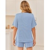 image:imageEkouaer Women 2 Piece Lounge Set 2026 Summer Cruise Outfits Ribbed Loose Short Sleeve Matching Sets with pocketBaby Blue