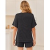 image:imageEkouaer Women 2 Piece Lounge Set 2026 Summer Cruise Outfits Ribbed Loose Short Sleeve Matching Sets with pocketDark Gray