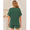 image:imageEkouaer Women 2 Piece Lounge Set 2026 Summer Cruise Outfits Ribbed Loose Short Sleeve Matching Sets with pocketEvergreen