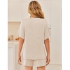 image:imageEkouaer Women 2 Piece Lounge Set 2026 Summer Cruise Outfits Ribbed Loose Short Sleeve Matching Sets with pocketLight Khaki