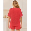 image:imageEkouaer Women 2 Piece Lounge Set 2026 Summer Cruise Outfits Ribbed Loose Short Sleeve Matching Sets with pocketOrange