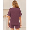 image:imageEkouaer Women 2 Piece Lounge Set 2026 Summer Cruise Outfits Ribbed Loose Short Sleeve Matching Sets with pocketPlum Pink