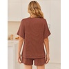 image:imageEkouaer Women 2 Piece Lounge Set 2026 Summer Cruise Outfits Ribbed Loose Short Sleeve Matching Sets with pocketTerracotta