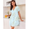 image:imageEkouaer Women V Neck Button Down NightgownLight Green Floral