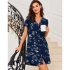 image:imageEkouaer Women V Neck Button Down NightgownNavy Blue Floral