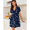 image:imageEkouaer Women V Neck Button Down NightgownNavy Blue Floral