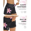 image:imageEkouaer Womens 3 Board Shorts High Waisted Swim Shorts Swimsuit Bottoms Beach Shorts with Pockets S2XLBlack With Lily Flower